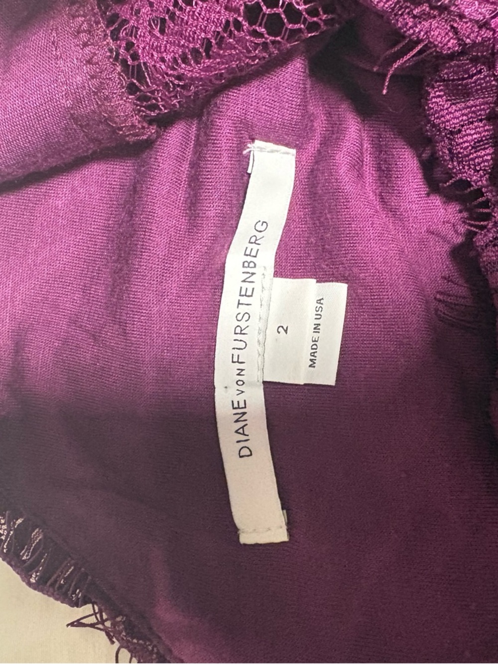 Diane Von Furstenberg Plum Lace Off-Shoulder Mini Dress - Picture 4 of 6